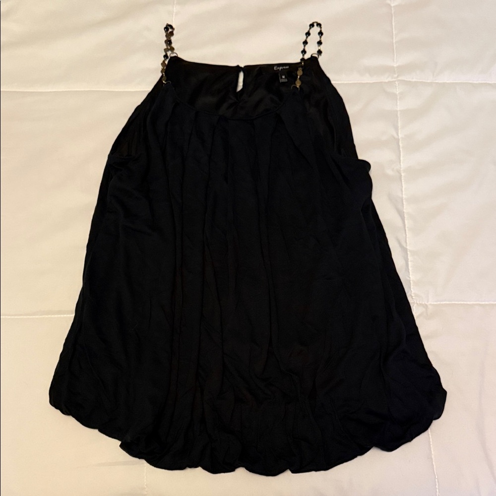 Express Black Top with Gold and Black Chain Straps
